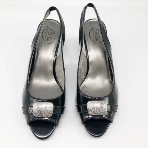 LIFE STRIDE Black Heloise Sling Back Heels - Picture 3 of 7